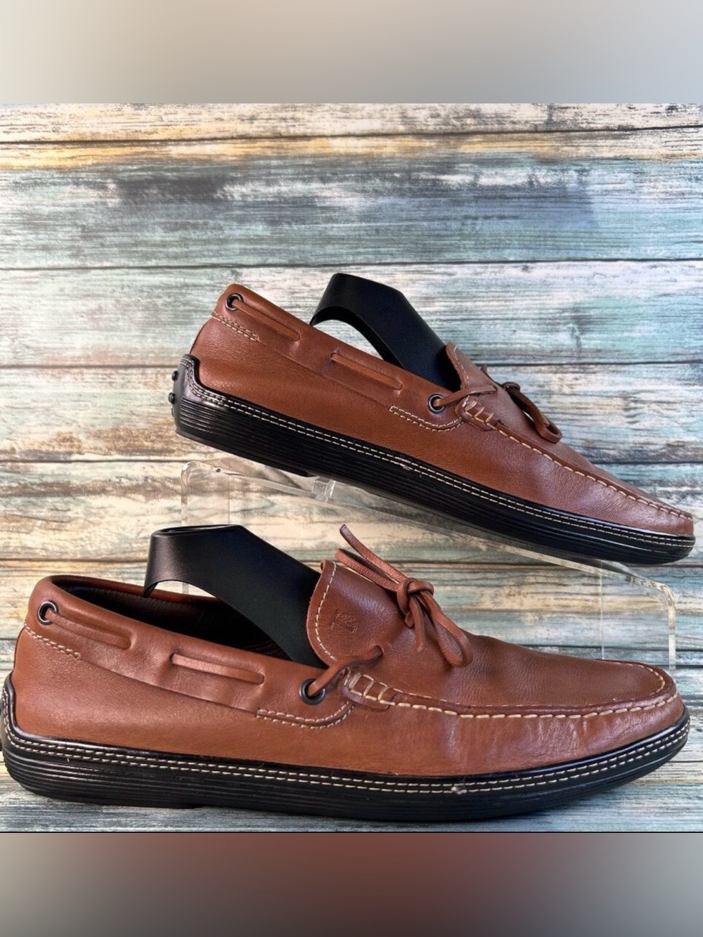 TOD’S Mens Driving Loafers US 8.5 Brown Leather Handmade Italy Slip Ons Shoes